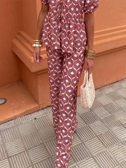 Liwia | Letni komplet casual z nadrukiem