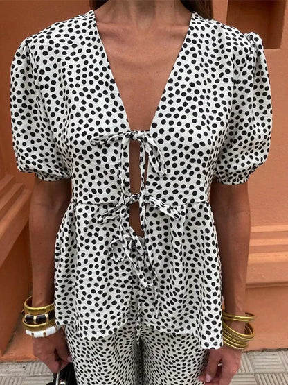 Liwia | Letni komplet casual z nadrukiem