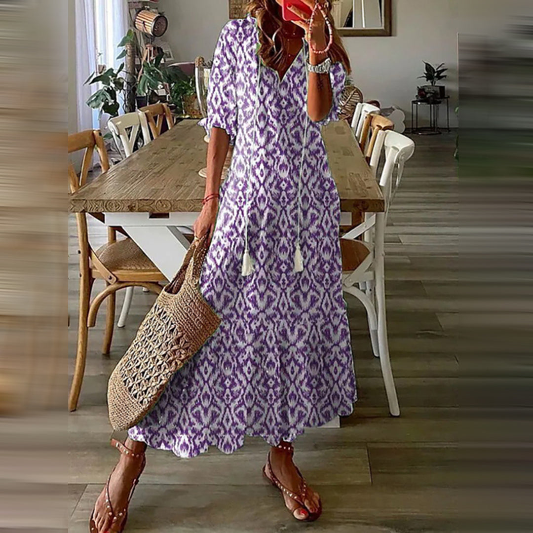 Wiesława – Długie sukienka boho z eleganckim, retro urokiem