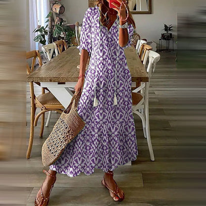 Wiesława – Długie sukienka boho z eleganckim, retro urokiem