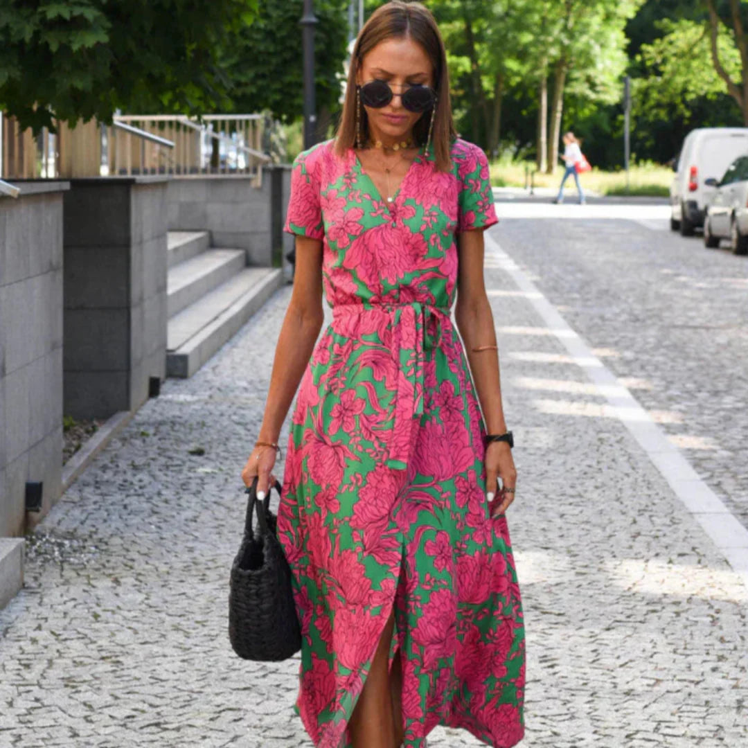 Klementyna | Elegancka sukienka z dekoltem w serek