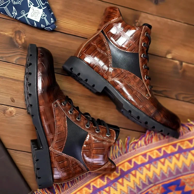 Rendell | Skórzane buty Croco