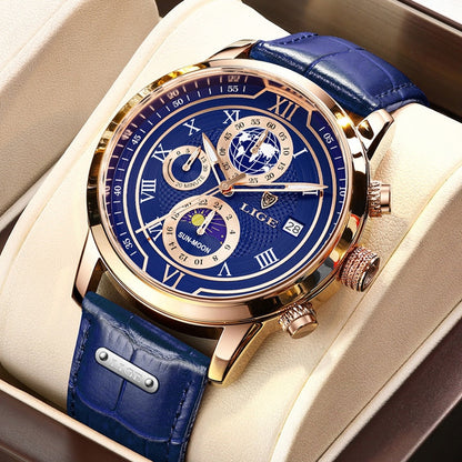 Zegarek chronograficzny z paskiem ze skóry premium