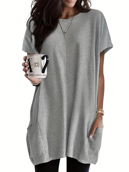 Karina – Luźna Koszulka Plus Size Z Kieszeniami