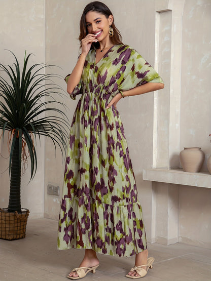 Malwina – Sukienka Maxi Z Rękawami Batwing