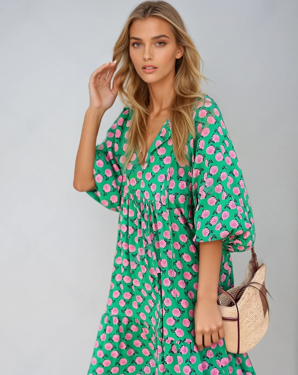 Klaudia | Letnia boho sukienka maxi z dekoltem V