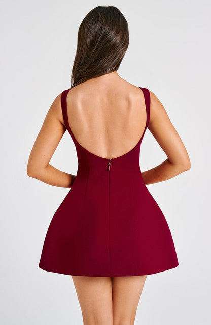 Alana Mini Sukienka – Burgundowa