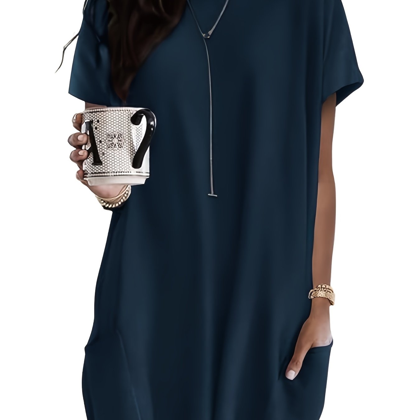 Karina – Luźna Koszulka Plus Size Z Kieszeniami