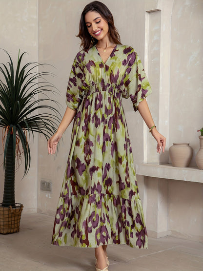 Malwina – Sukienka Maxi Z Rękawami Batwing