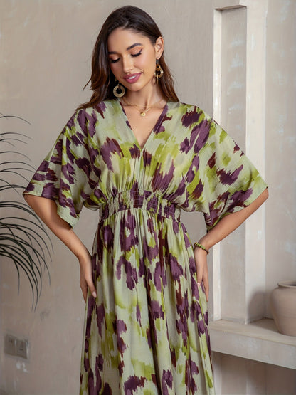 Malwina – Sukienka Maxi Z Rękawami Batwing