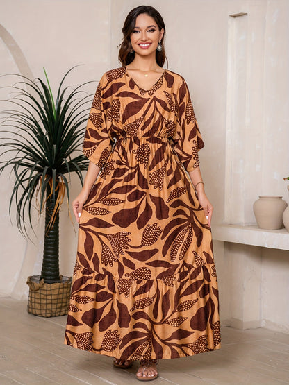 Iwona – Sukienka Maxi Z Rękawami Batwing