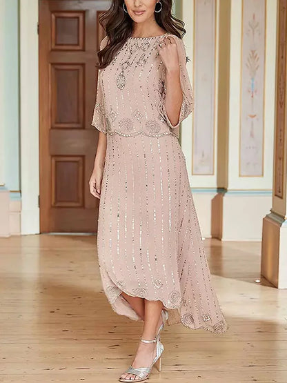 Elegancka, Wyrafinowana Sukienka Damska z Cekinami