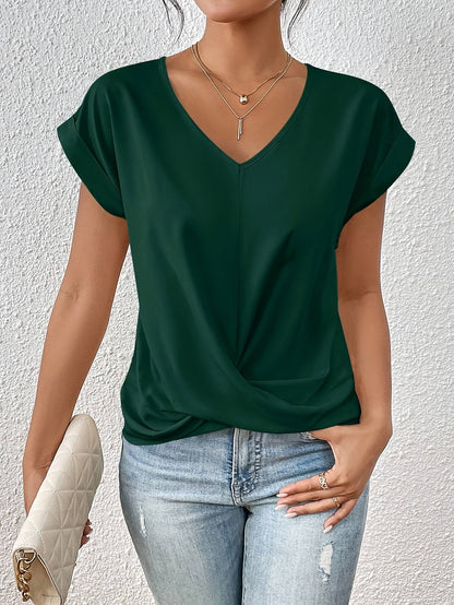 Beata™ | Casualny T-shirt z dekoltem w kształcie serca