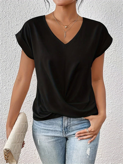 Beata™ | Casualny T-shirt z dekoltem w kształcie serca