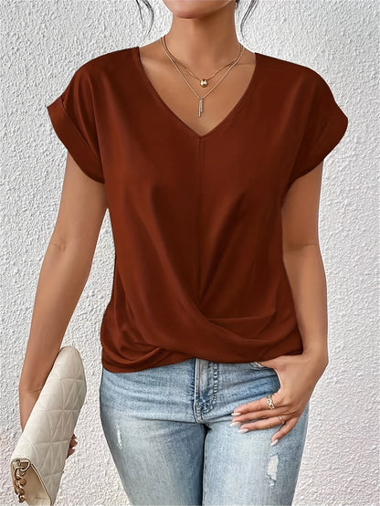 Beata™ | Casualny T-shirt z dekoltem w kształcie serca