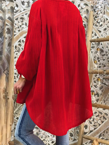 Jadwiga – Plus Size Top Z Wiązanym Kołnierzem