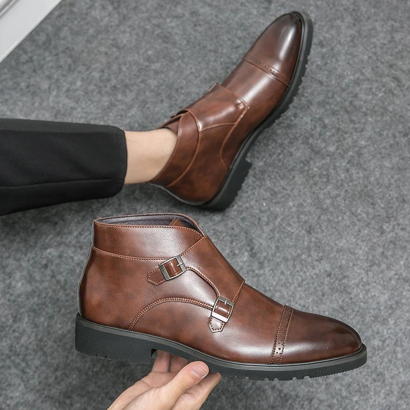 Darell | Skórzane buty z podwójnym paskiem typu monk