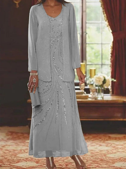 Elegancki, casualowy, dwuczęściowy komplet z nowoczesnym nadrukiem
