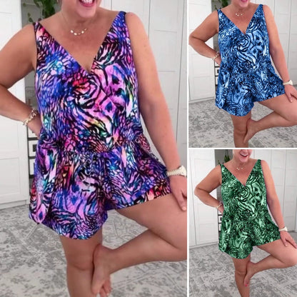 Marit – Sukienka plażowa bez rękawów z nadrukiem