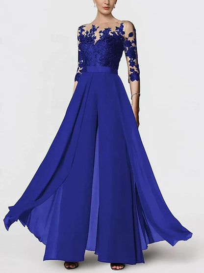 Kombinezon z Koronki w Jednolitym Kolorze z Okrągłym Dekoltem