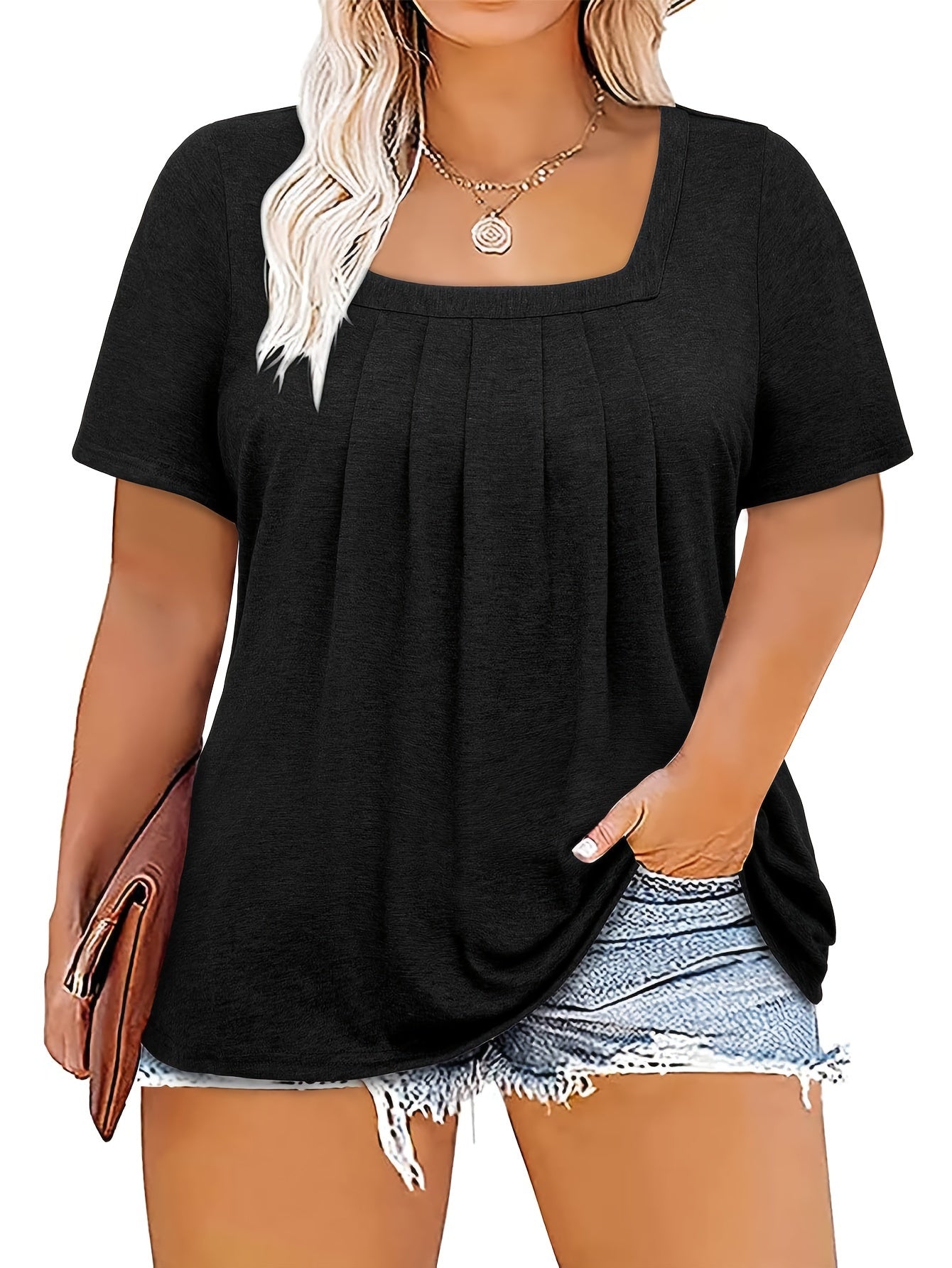 Karina – Plus Size Bluzka Kwadratowy Dekolt