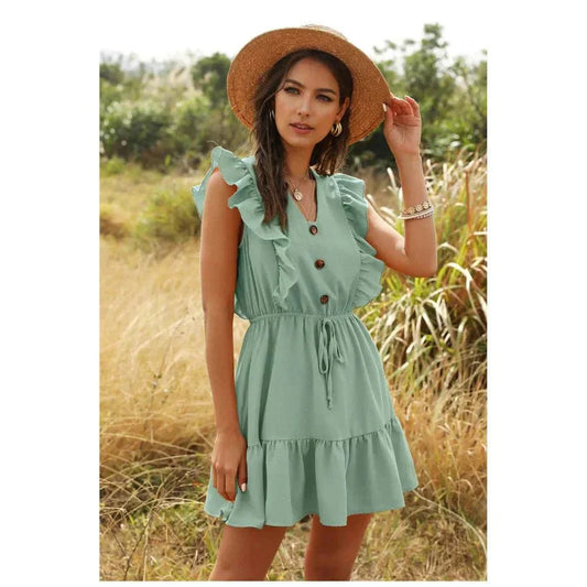 Fiene™ - Zielona sukienka w stylu boho