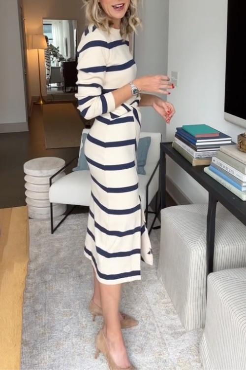 Luźna sukienka z krótkim rękawem, jednokolorowa, bawełniana i lniana