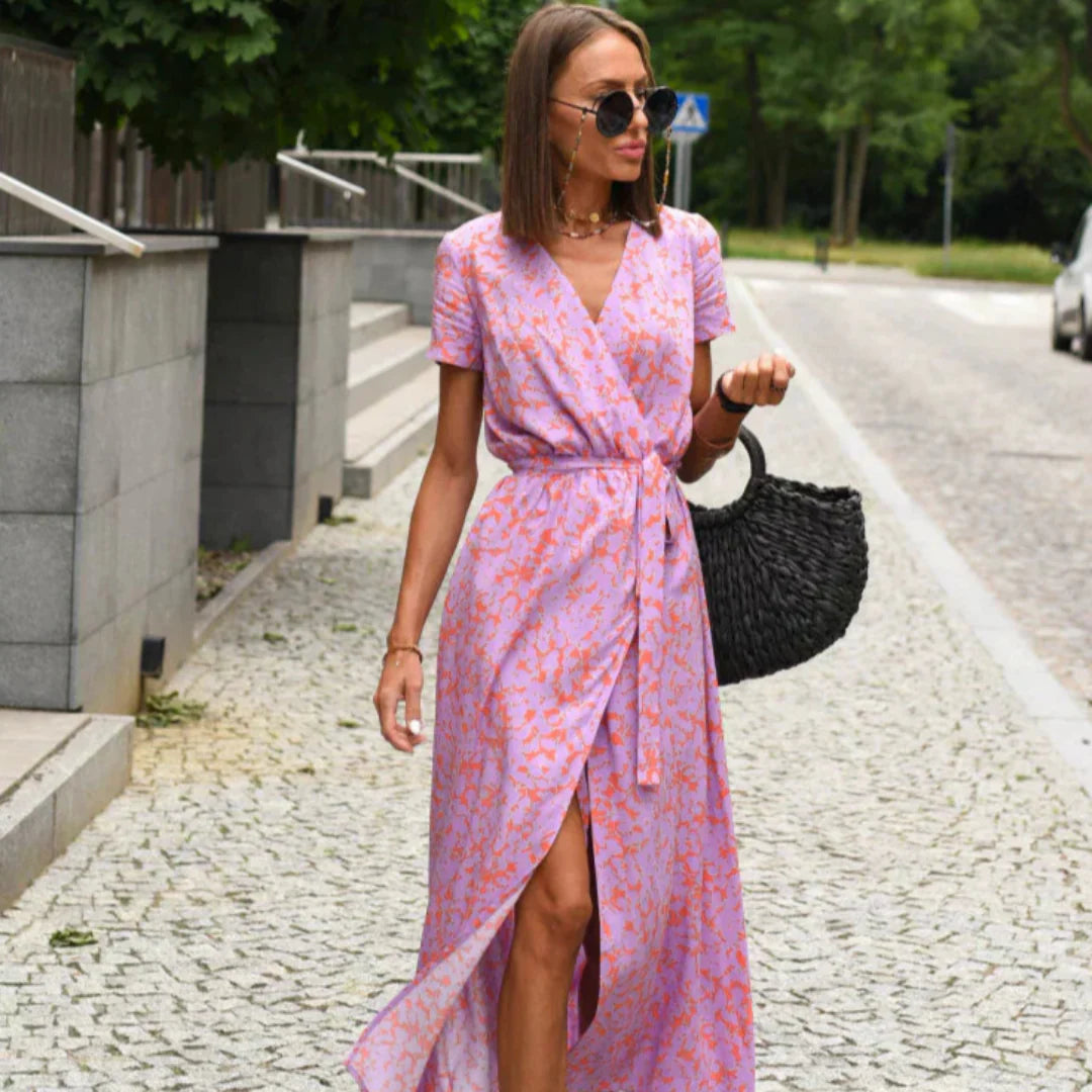 Klementyna | Elegancka sukienka z dekoltem w serek