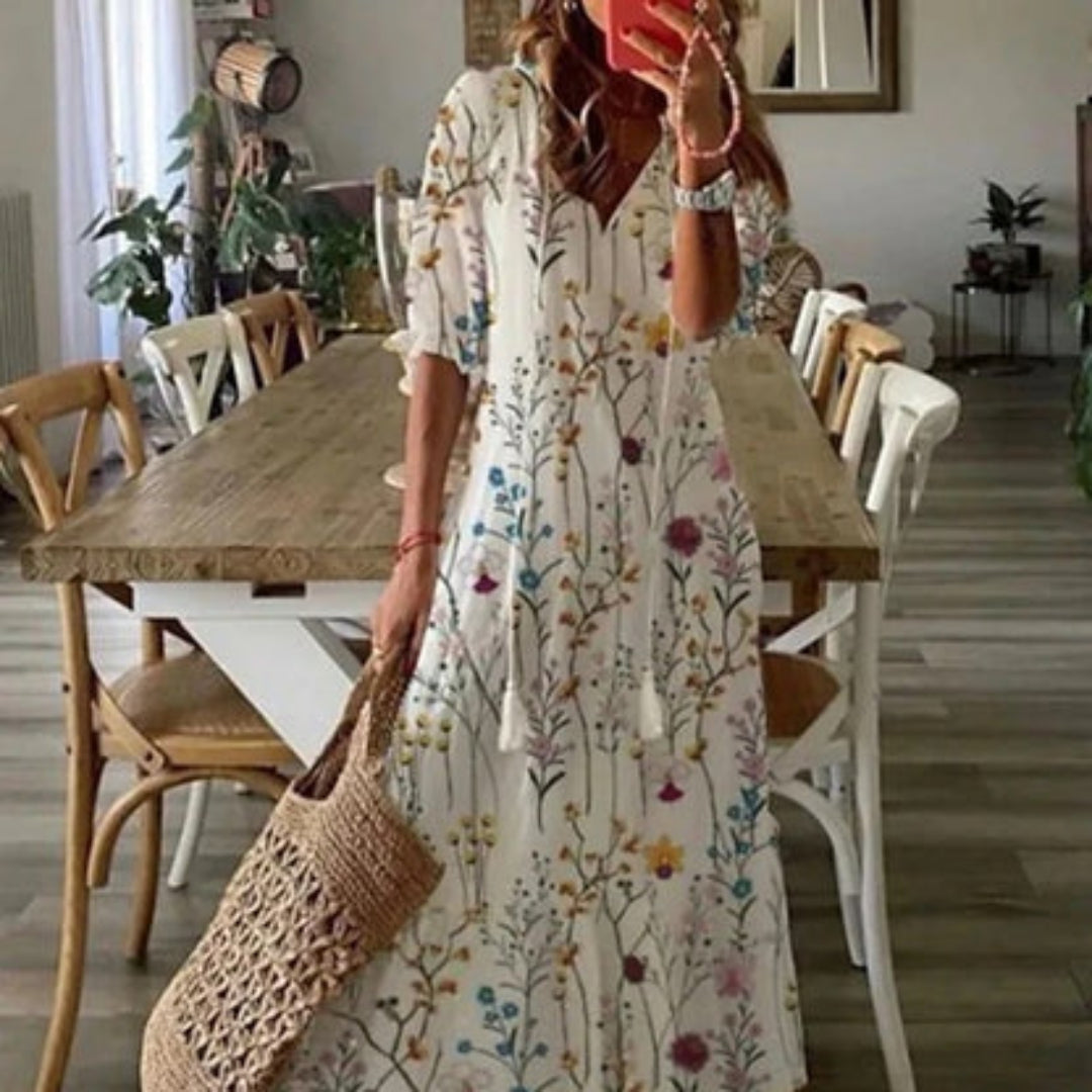 Sabina | Boho sukienka maskująca brzuch